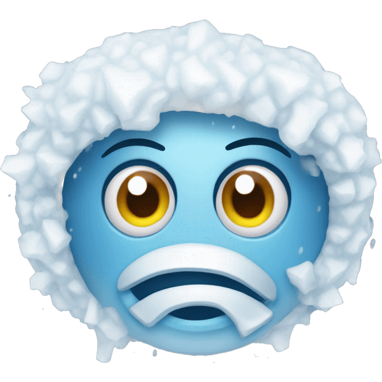 Freeze/Cold Emoji  Like smily emoji with big eyes, Ice from eyes and ear muffs emoji