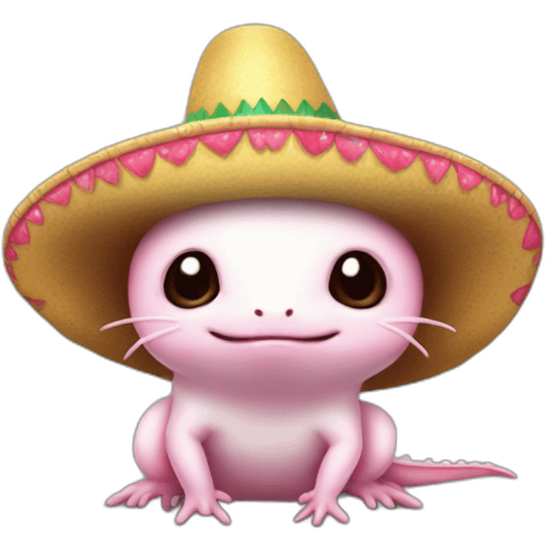 Axolotl with a sombrero cute images pin emoji