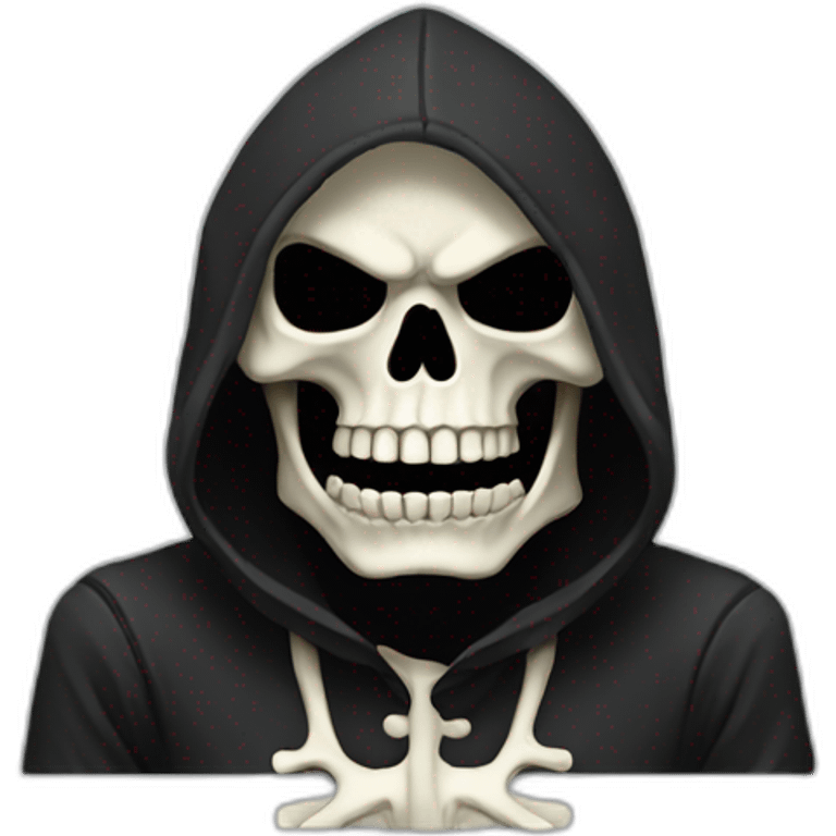 angry skeleton in black hoodie emoji