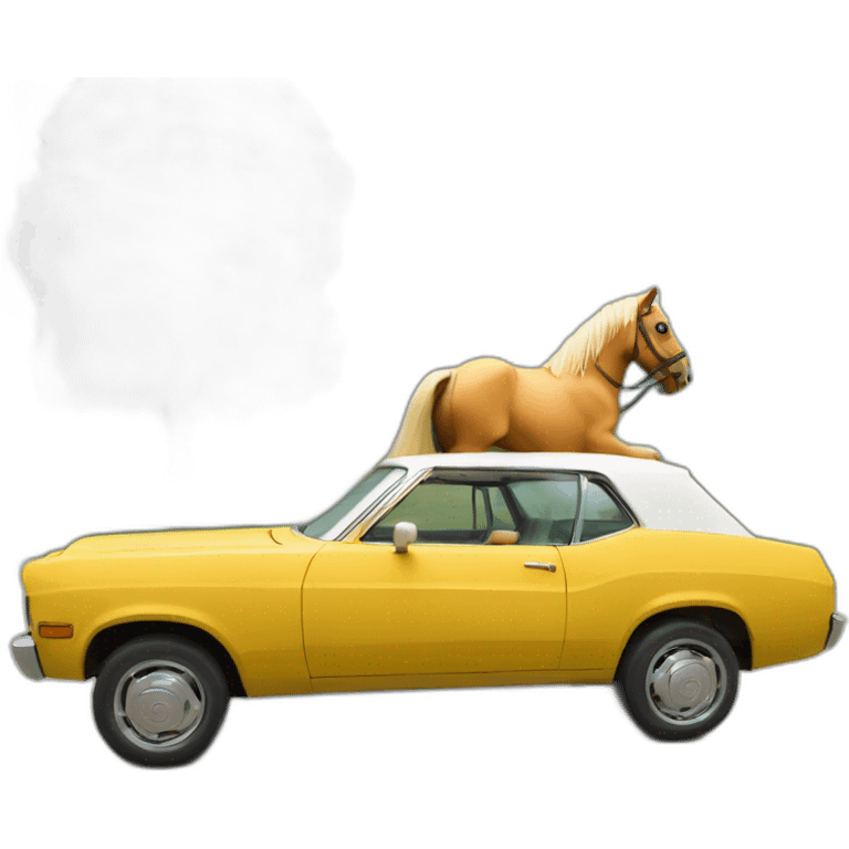 Cheval sur une voiture emoji