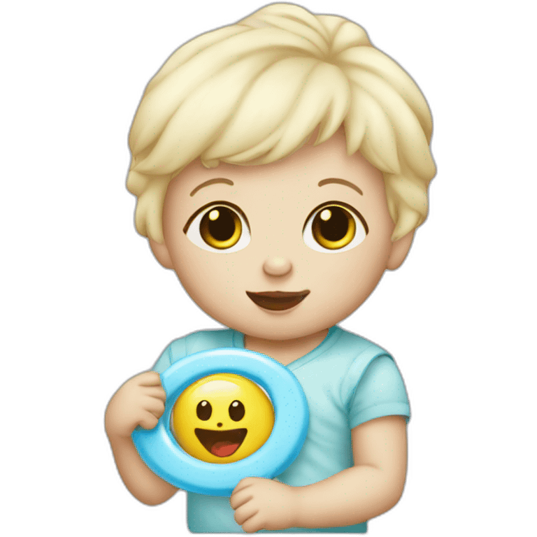 White blonde baby with pacifier emoji