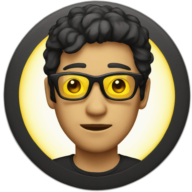 Man with yellow tinted glasses and black hair  emoji