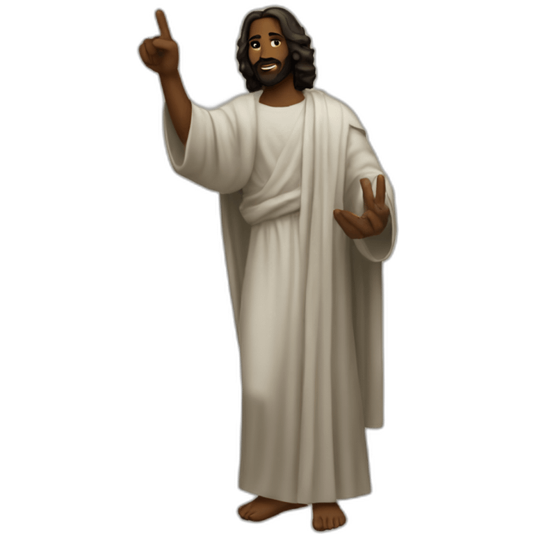 Black Jesus holding  up a peace sign emoji