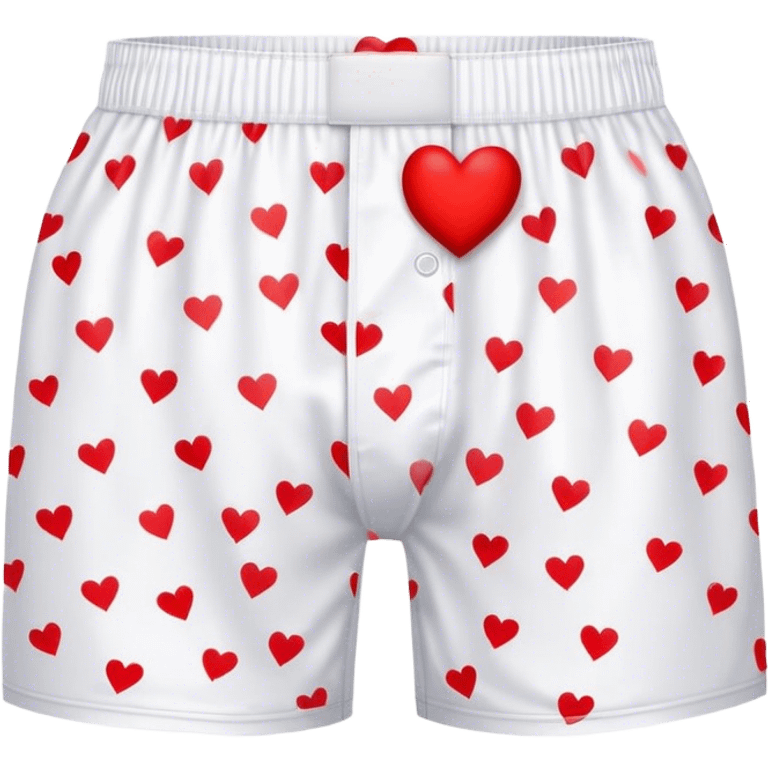 Red heart patterned white pair of boxers emoji