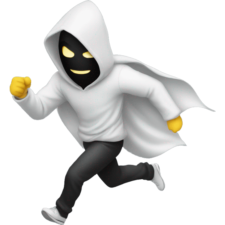 hooded man with a mask running from police emoji