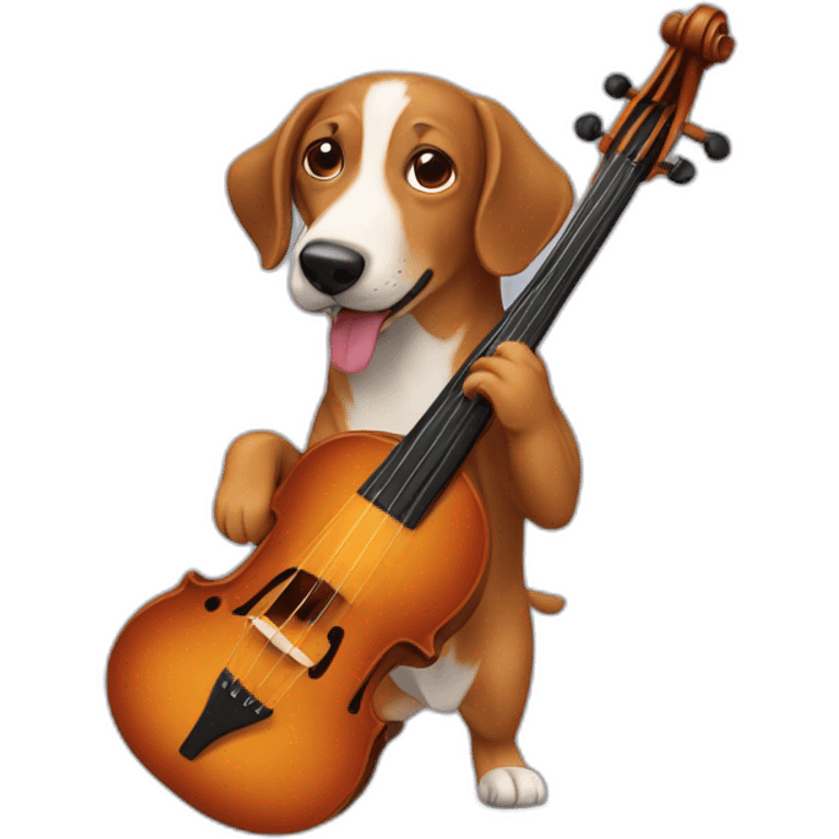 Perro salchicha con un violín emoji