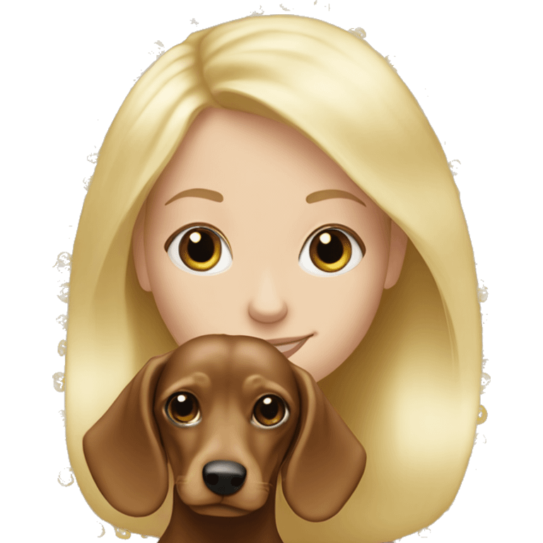 blonde girl with cream long haired dachshund emoji