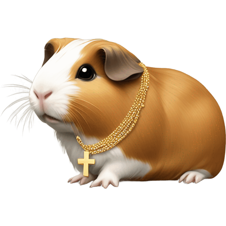 Guinea pig wearing a necklace with a holy cross pendant emoji