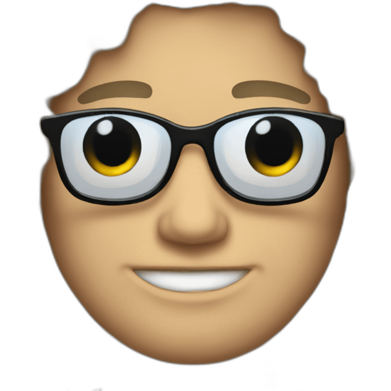 Fat white male with long curly black hair and sunglasses emoji