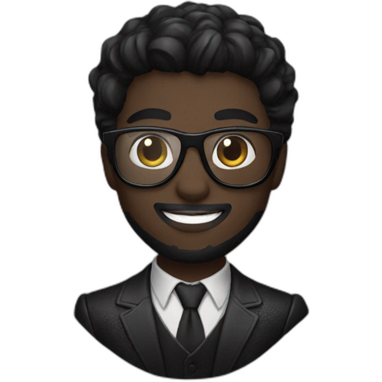 Black panther with glass and black suit emoji