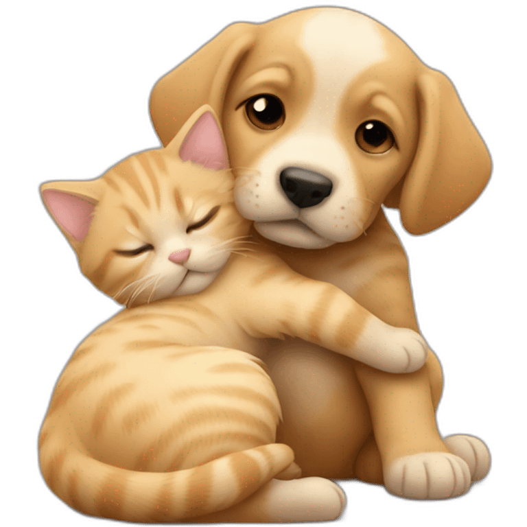 puppy hugging kitten emoji