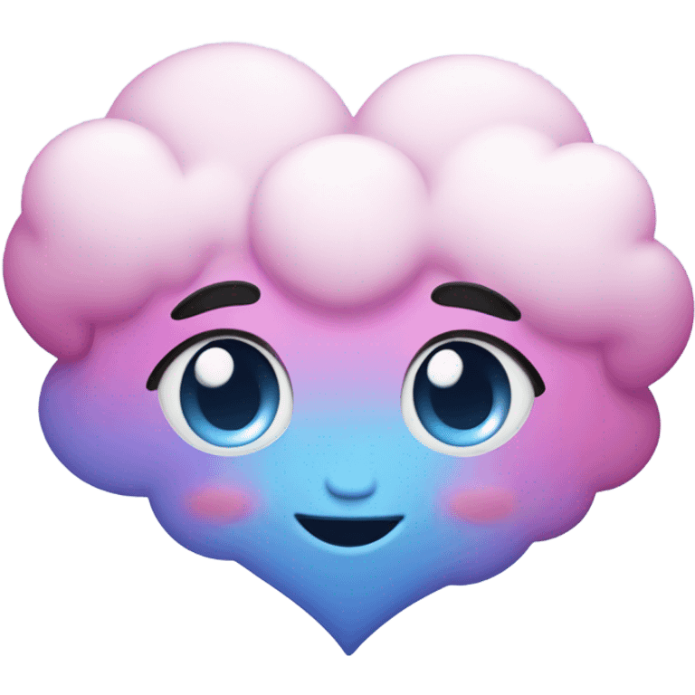 A cute pink purple blue heart cloud with cute eyes  emoji