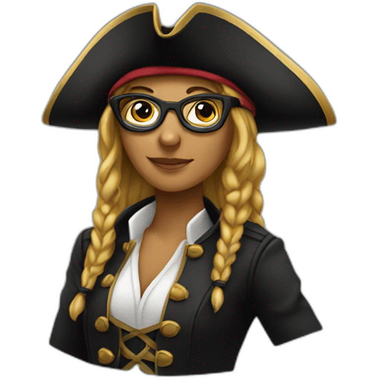 Female pirate with glasses emoji