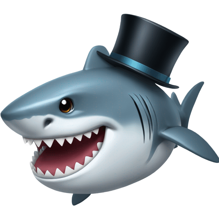 Shark with a top hat emoji