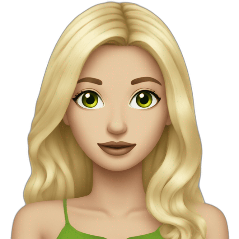 Blond long hair girl with green eyes makeup artist  emoji