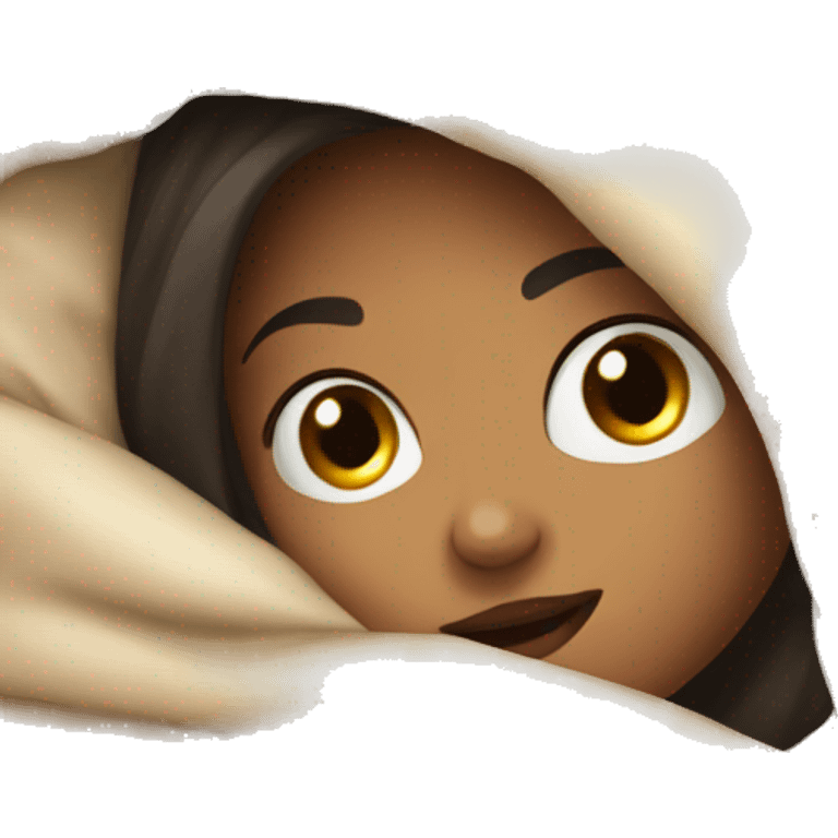 brunette cute girl under the blanket  emoji