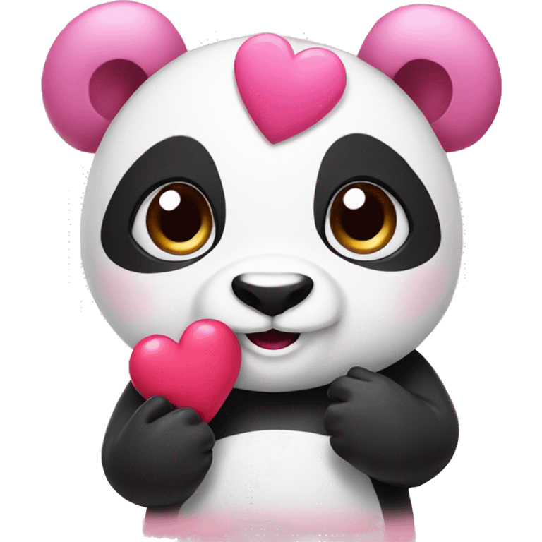 pink panda holding a heart  emoji