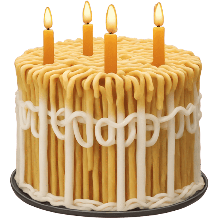 Ramen noodle cake with candles emoji