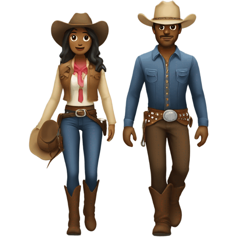 Cowboy and cowgirl walking together  emoji