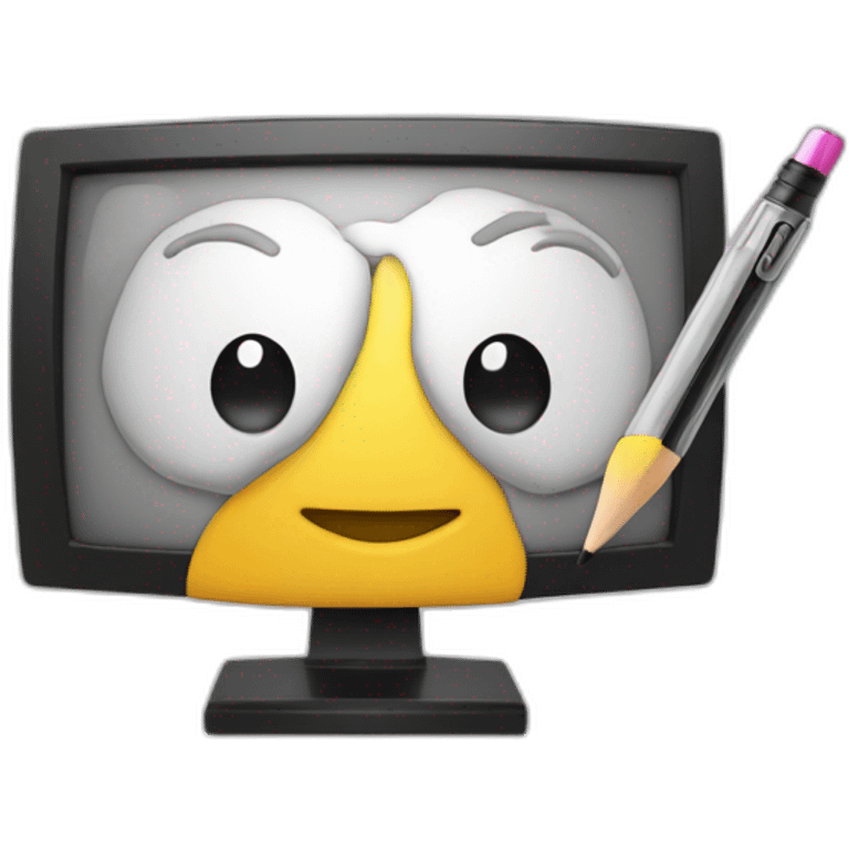 Generate a emoji of a mechanical engineering using a pencil on a screen TV emoji