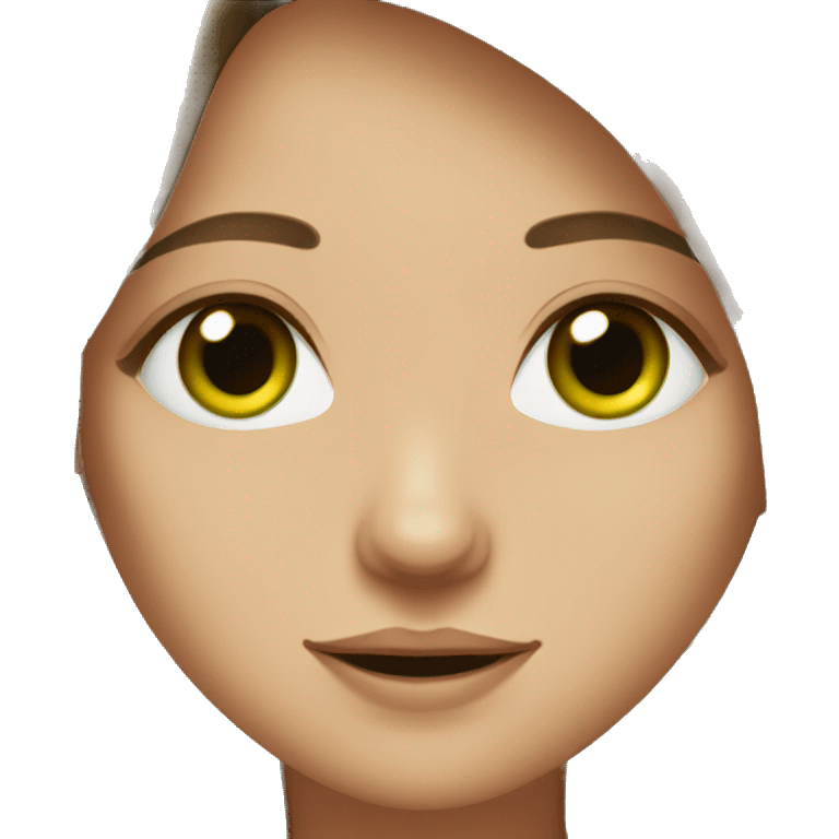 a girl with brown straight long hair,with green eyes,Moldovan emoji