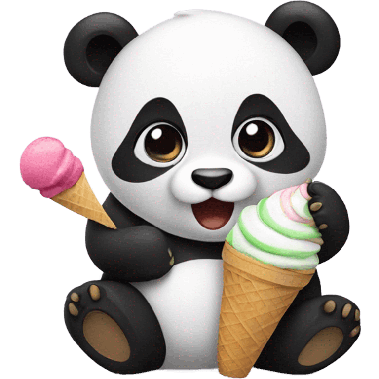 Panda eating ice cream emoji