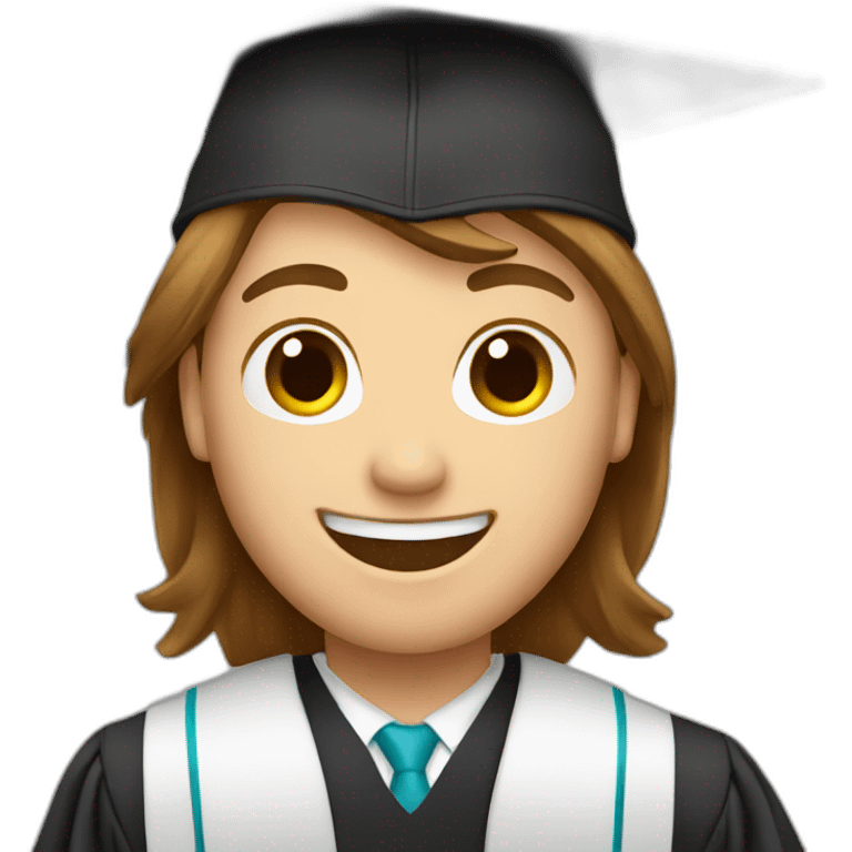 Happy graduate male long Brown hair  emoji emoji