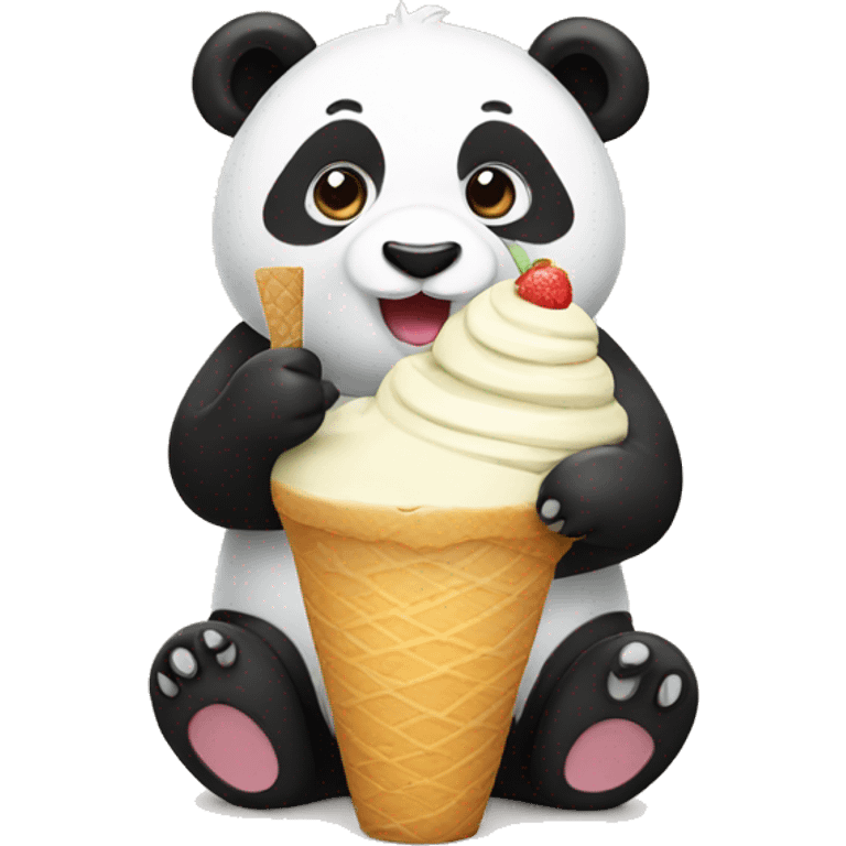 Panda eating ice cream emoji