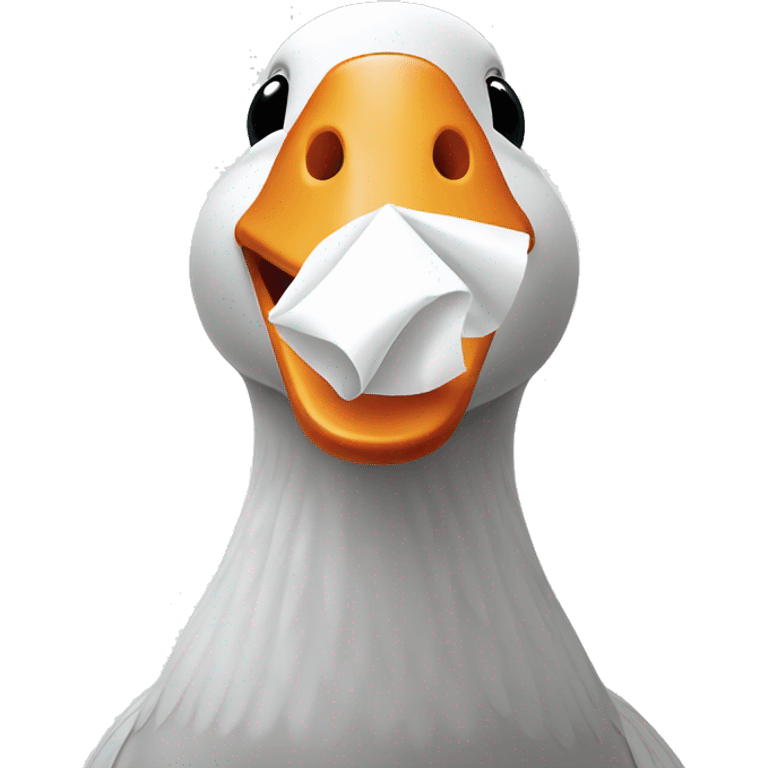 White goose blowing nose into white tissue  emoji