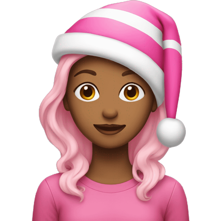 Girl with pink Christmas hat on  emoji