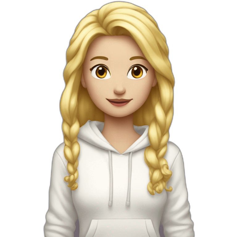 blond princess white with crown white hoodie iridescente emoji