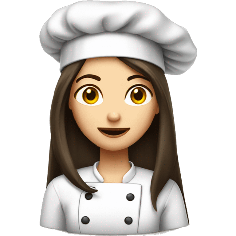 Brunette long straight hair girl in a cook hat makes dinner  emoji