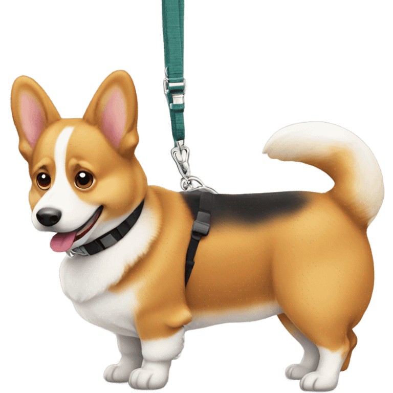 one corgi dog walking with leash emoji