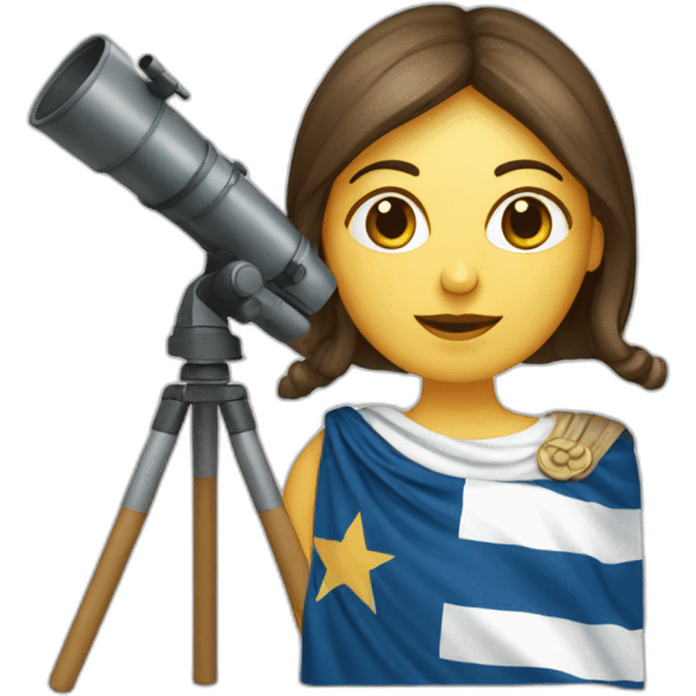 Woman with Greek flag and astronomy telescope emoji