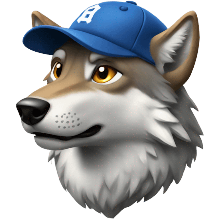 Wolf head wearing a baseball cap emoji