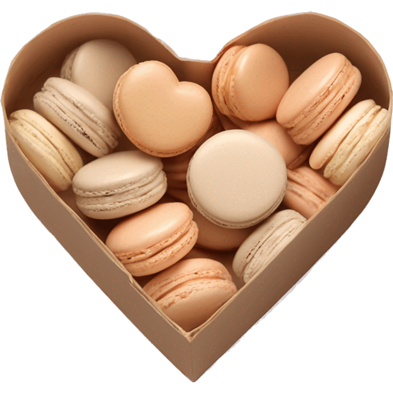 Beige asthetic macarons in a Heart Box emoji