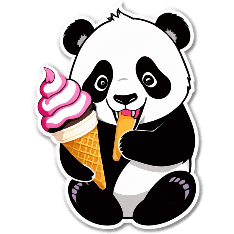 Panda eating ice cream emoji