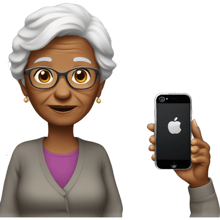 grandmother with iPhone emoji