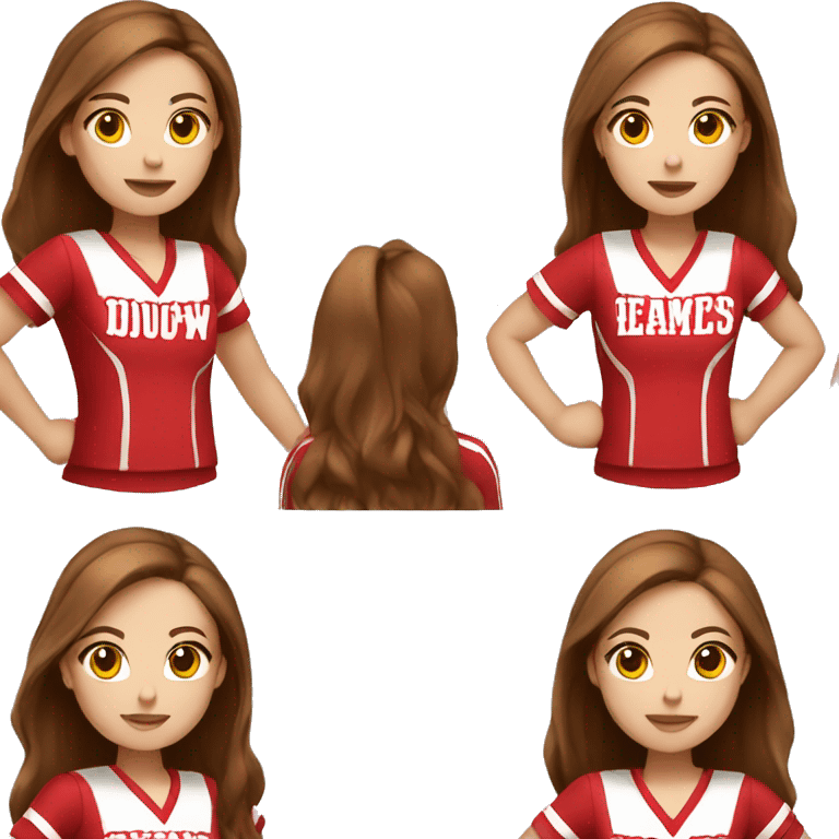 cheerleader red uniform long brown hair  emoji