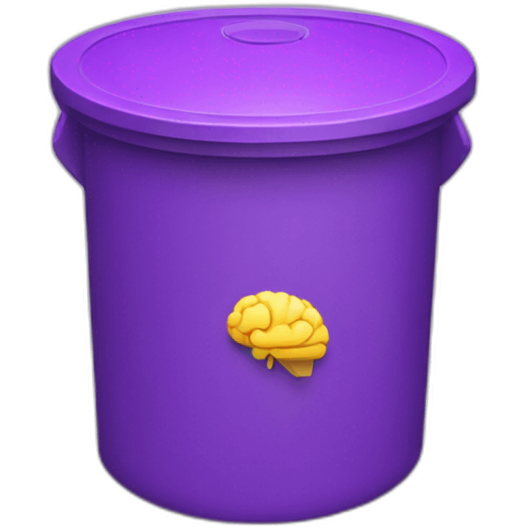 a trash can with a purple brain instead on the top of the lid emoji