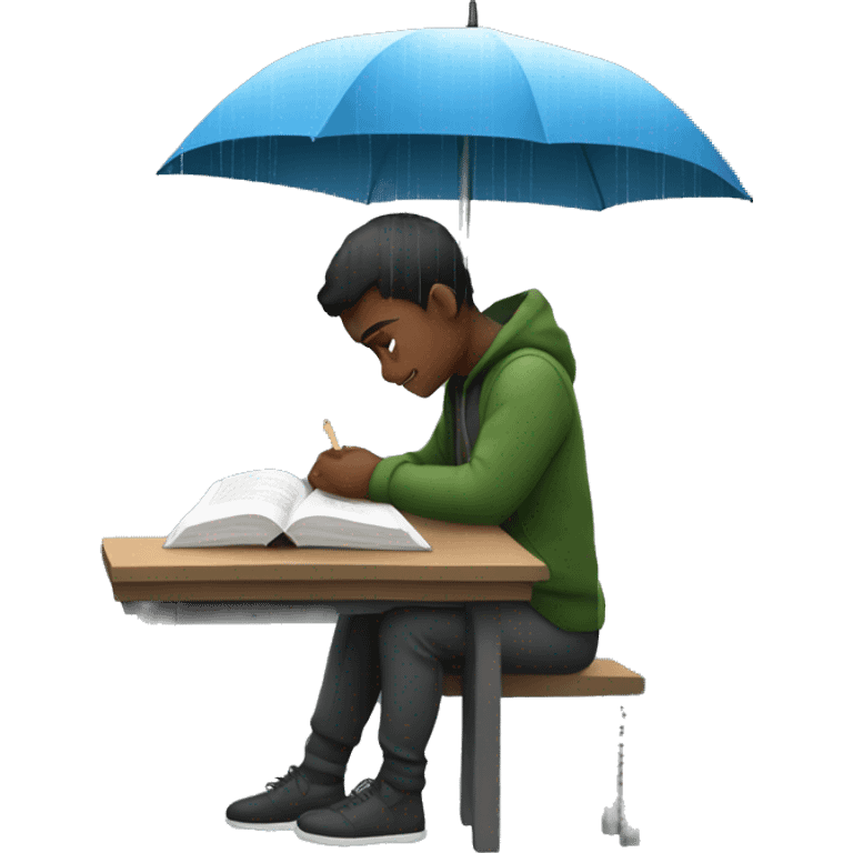 A person studying outside in the rain emoji