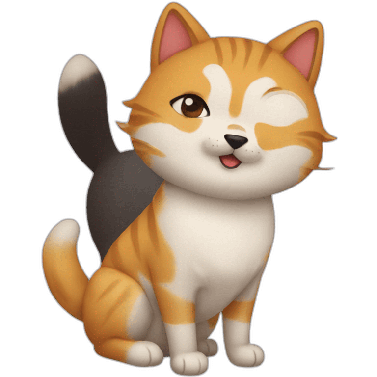 cat friends with dog shiba emoji