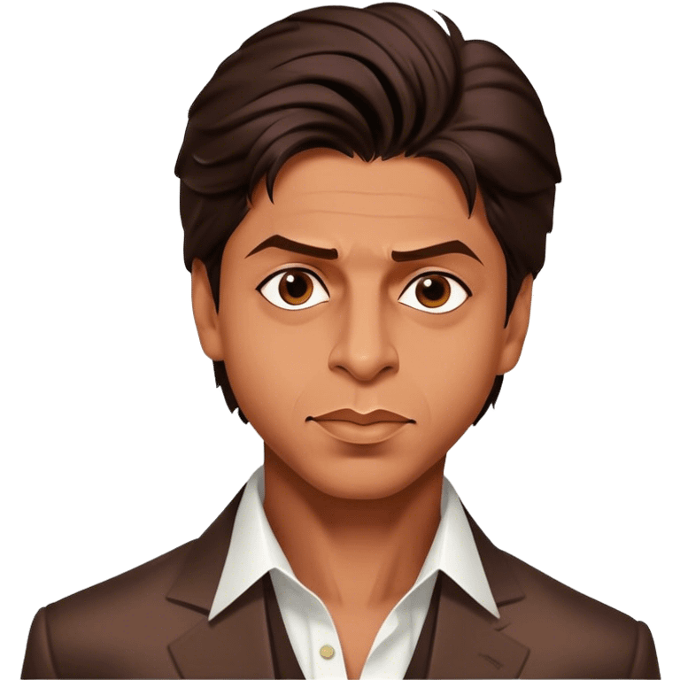 Cinematic Realistic portrait of Shah Rukh Khan, portrayed as a charismatic film star with expressive features and stylish contemporary attire, rendered in rich, dynamic lighting that captures his magnetic presence emoji