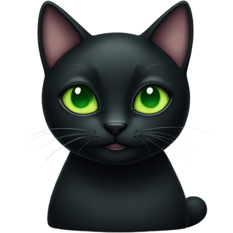 Black cat with green eyes and short tail  emoji