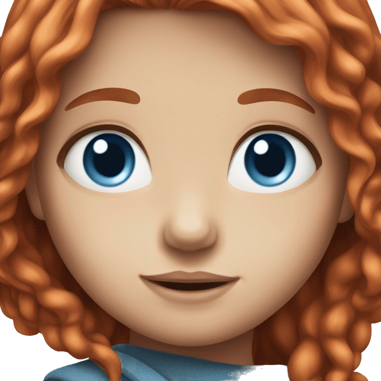 Girl with long red hair, blue eyes, freckles emoji