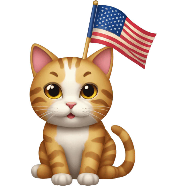 Cat with a flag of usa emoji