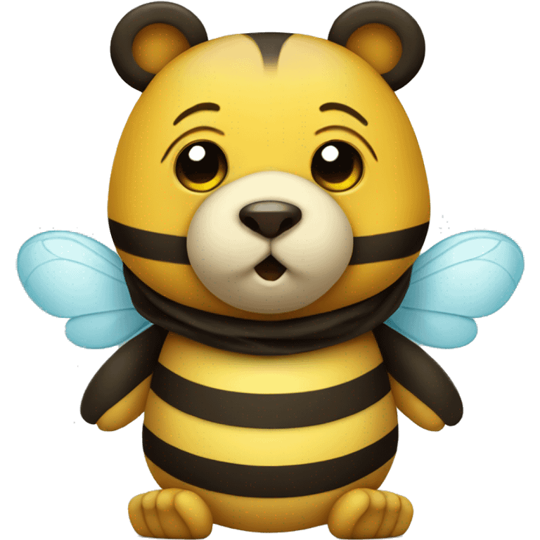 Cute bear dressed as a bee with pacifier in mouth emoji