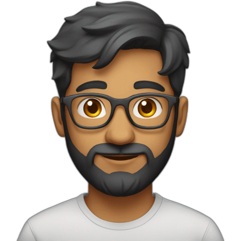 indian physics phd student with a short beard and round glasses in a t shirt emoji