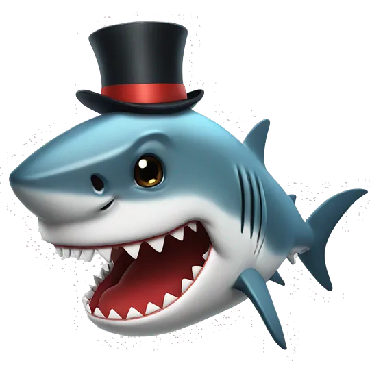 Shark with a top hat emoji