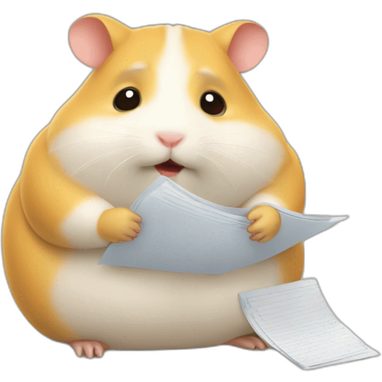 Fat hamster praying for documents emoji